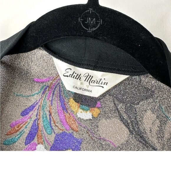 Vintage Edith Martin California Open Front Sheer Metallic Floral Cardigan Shaw - Picture 7 of 8